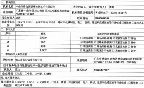 佛山市喜汇铝业有限公司定期检测报告