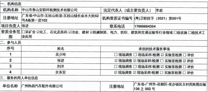 广州驹易汽车配件有限公司定期检测报告