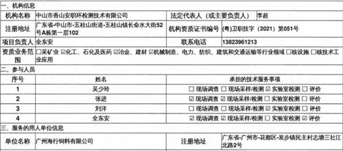广州海行饲料有限公司定期检测报告
