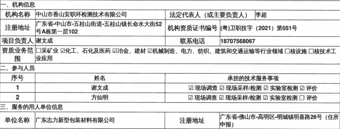 廣東志力新型包裝材料有限公司定期檢測報告