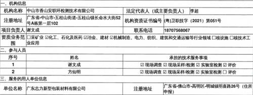 广东志力新型包装材料有限公司定期检测报告