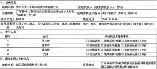 韶关辰锐研磨材料有限公司定期检测报告