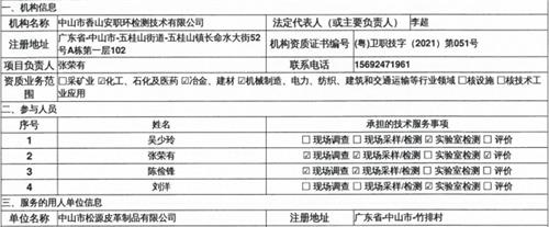 中山市松源皮革制品有限公司定期检测