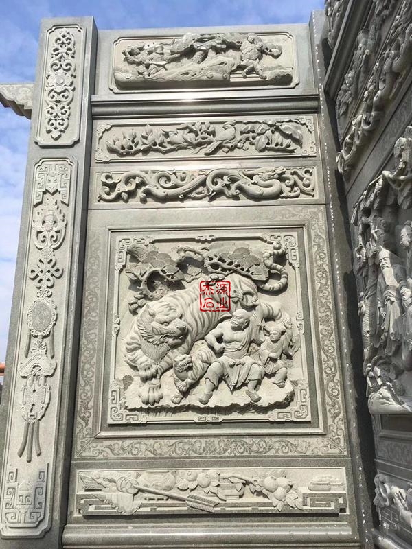 杰源石刻供应寺庙宗祠墙面浮雕 青石镂空浮雕定制 