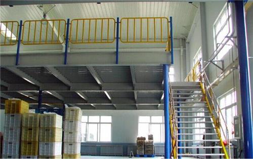 Attic platform shelf steel structure construction, removable, separated by two floors, office warehouse, warehouse thickened heavy shelf