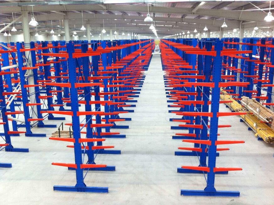  Cantilever shelf heavy warehouse storage hardware steel pipe pipe plate bracket single and double-sided large cantilever shelf factory