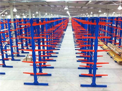 Cantilever shelf heavy warehouse storage hardware steel pipe pipe plate bracket single and double-sided large cantilever shelf factory