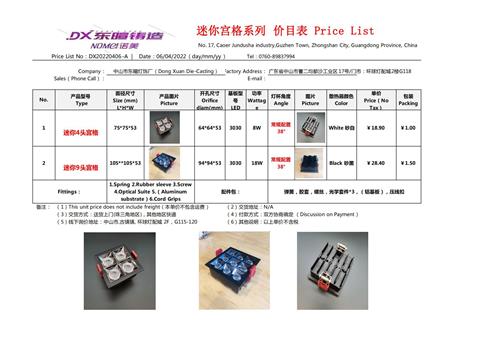 迷你宫格系列 价目表