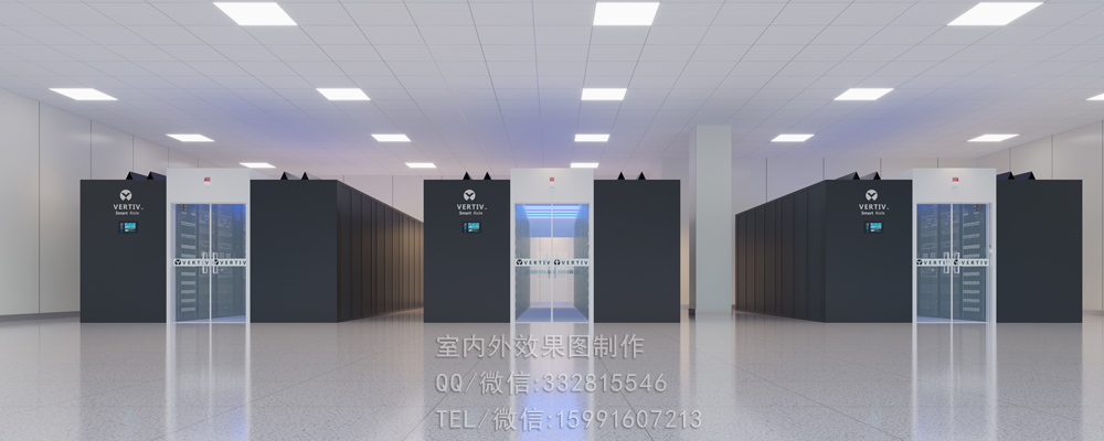 济南某师范学院机房运维效果图制作|3D户型鸟瞰图设计