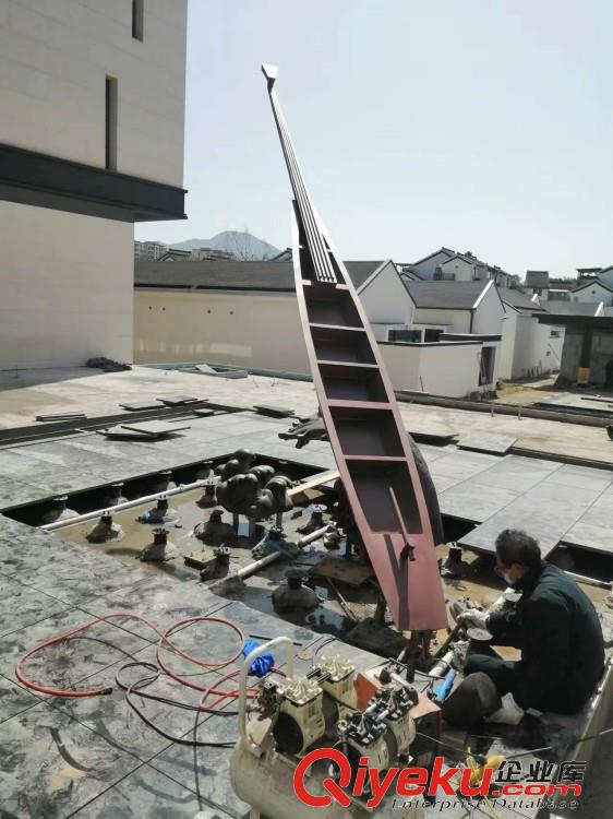 上海建筑入口 不銹鋼帆船雕塑 金屬藝術加工原始圖片2
