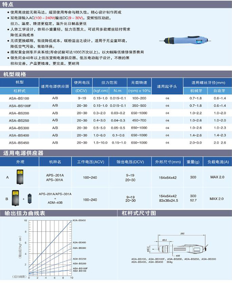 ASA-BS200T BS300T BS400T BS4500T BS250T Brushless screwdrivers機(jī)用無刷電批 