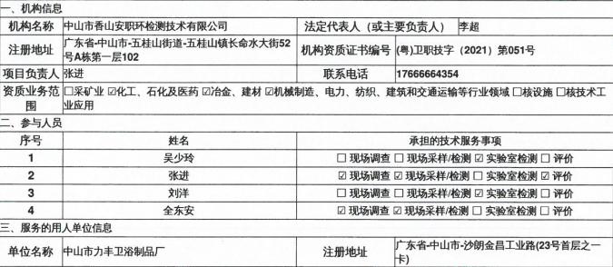 中山市力豐衛浴制品廠定期檢測