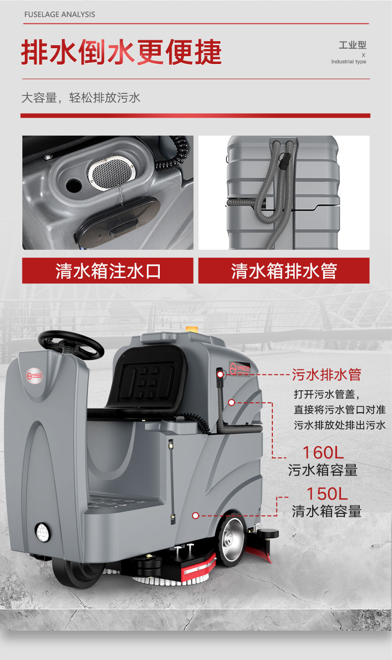 寧德揚子X8電動洗地機工廠環衛駕駛式拖地機 福建廠家原始圖片3