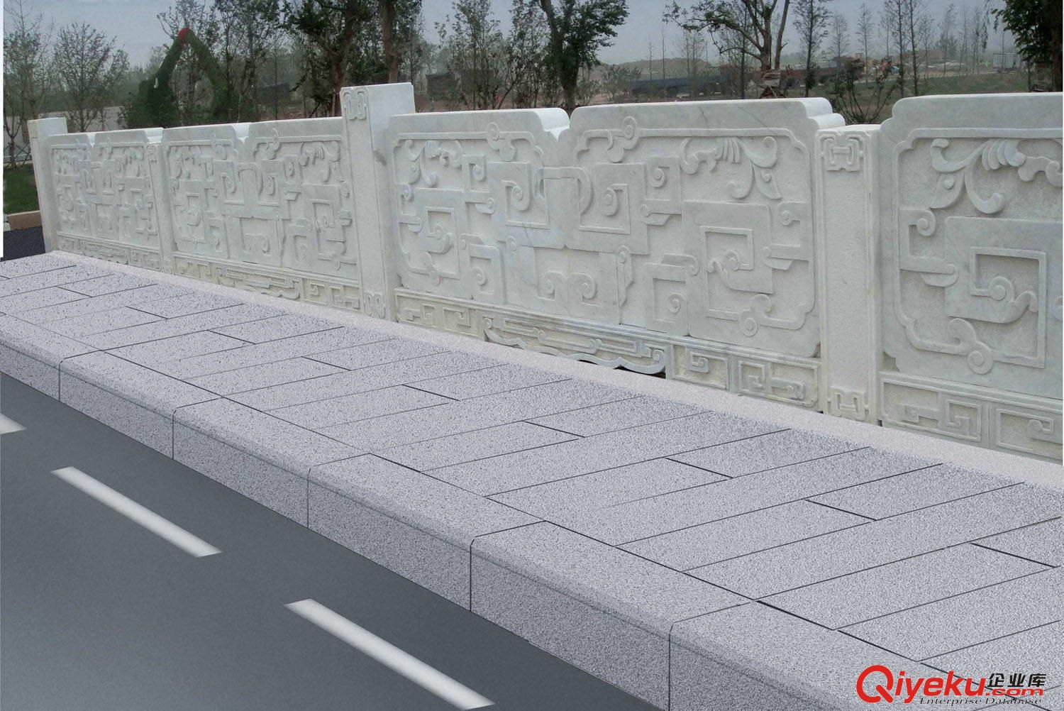 惠安海亨石業河道橋邊青石欄桿景區漢白玉扶手石雕欄桿公園庭院防護花崗巖欄桿