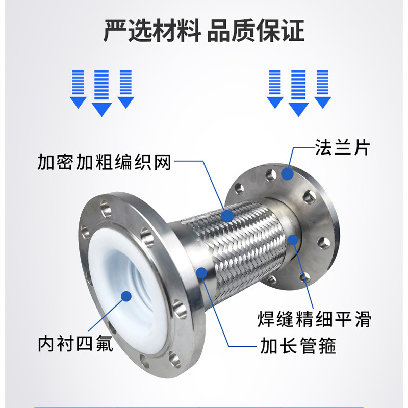 金屬軟管 屬軟連接 四氟波紋管不銹鋼軟連接 雙法蘭傳力接頭